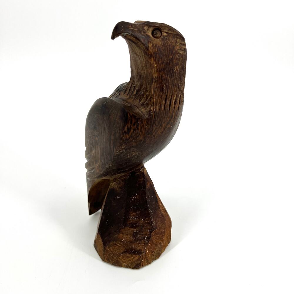 Vintage Authentic Mexico Hand Carved Ironwood Eagle 9" Heavy